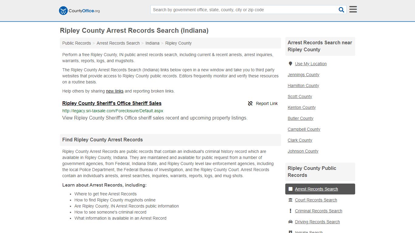 Arrest Records Search - Ripley County, IN (Arrests & Mugshots)