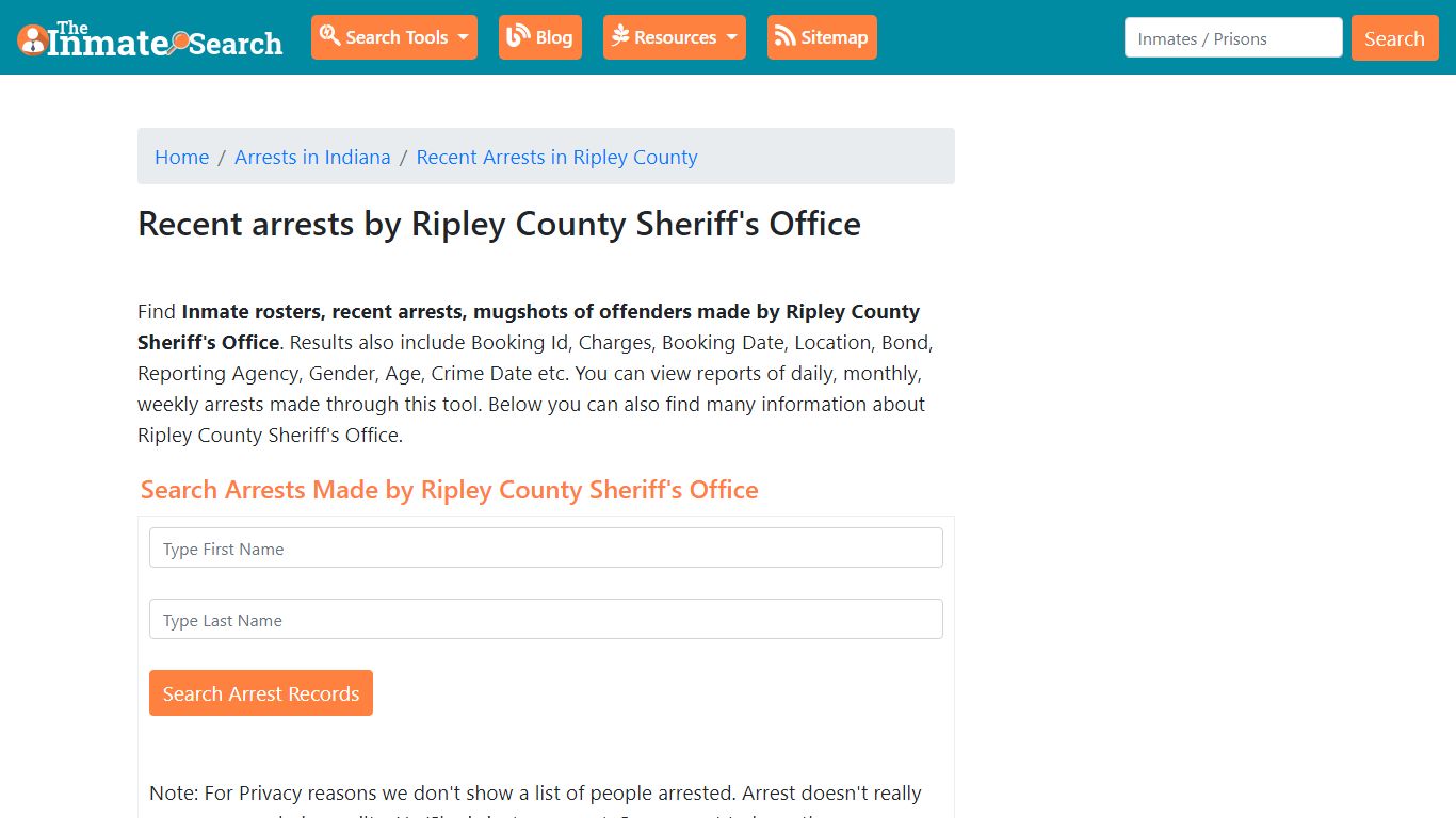 Recent arrests by Ripley County Sheriff's Office